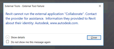 Revit Cannot Run the External Application
