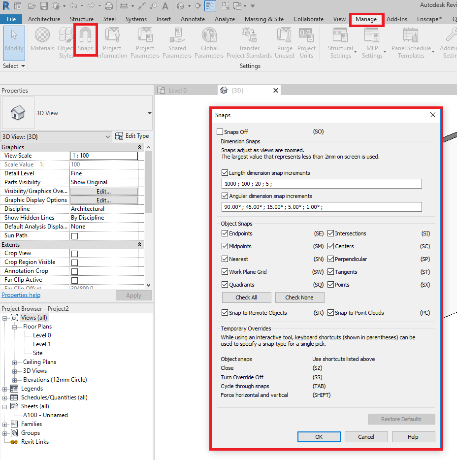 Snap Revit: Khám Phá và Tối Ưu Hóa Các Tính Năng Snap Trong Revit