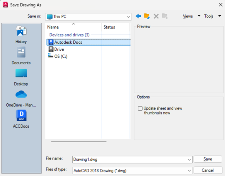 Save from AutoCAD to Autodesk Docs