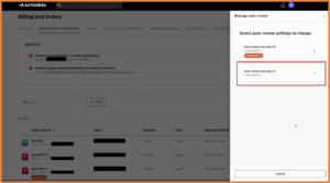 Disable Auto Renew - Autodesk Portal