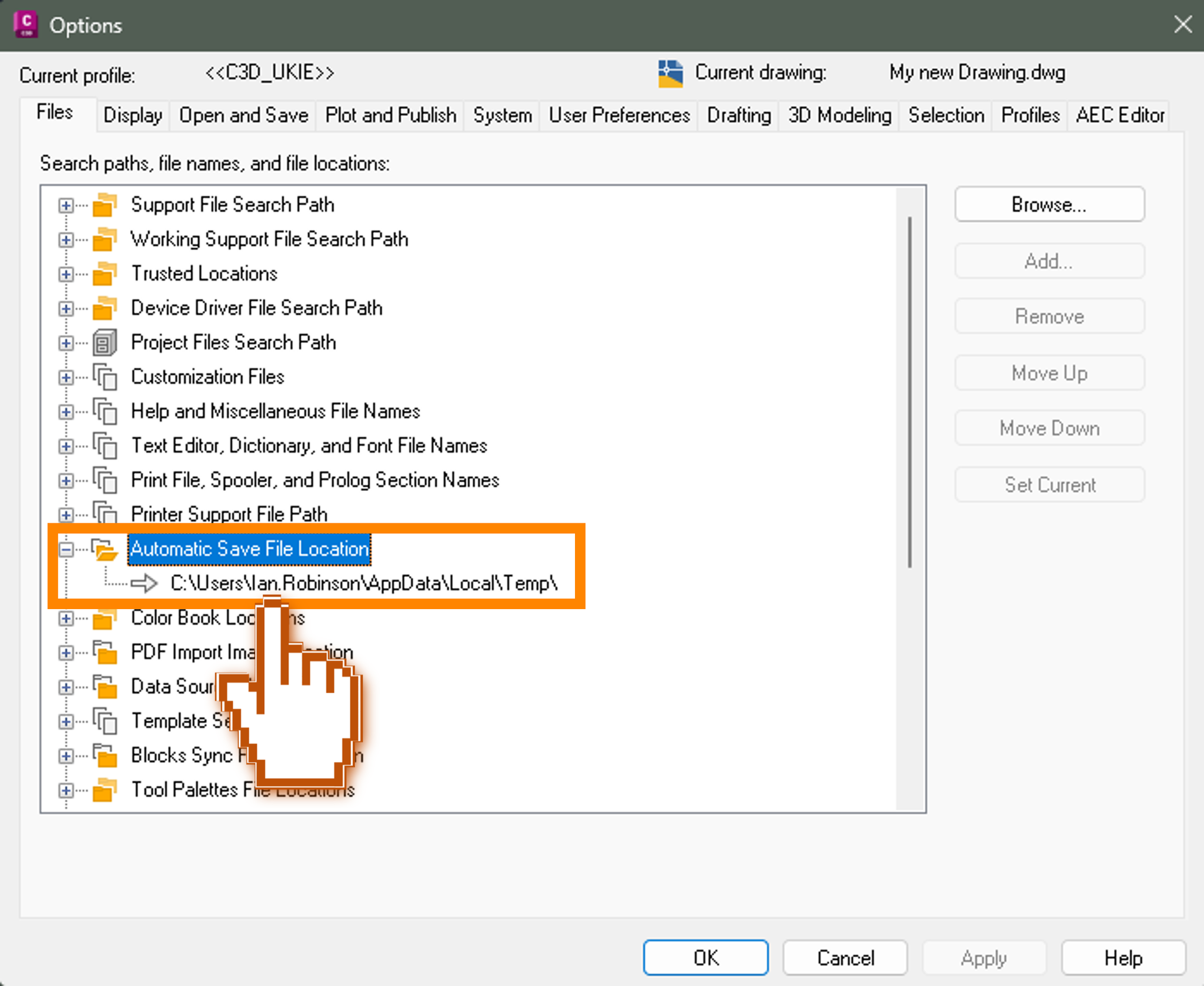 Backup and Autosave in AutoCAD